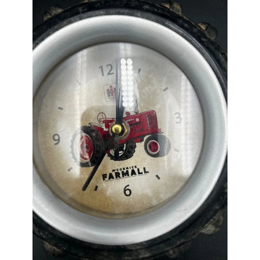 McCormick Farmall Tractor Tire Wall Clock International Harvester Quartz Black